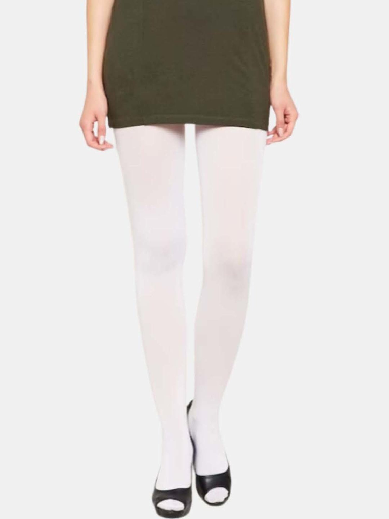 Secrets By ZeroKaata White & Black Plain Pantyhose Stockings - Pack Of 2