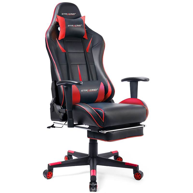GTRACING Big and Tall Gaming Chair with Footrest Heavy Duty Adjustable Recliner with Headrest Lumbar Support Pillow High Back Ergonomic Leather Racing Computer Desk Executive Office Chair