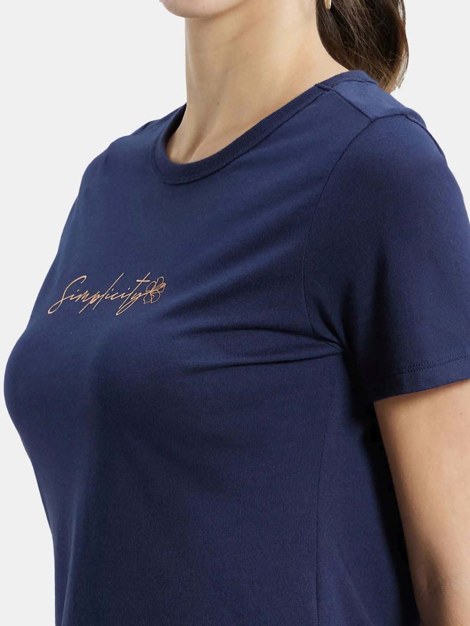 Jockey A142 Women's Super Combed Cotton Printed Relaxed Fit Long length T-Shirt (Prints May Vary)