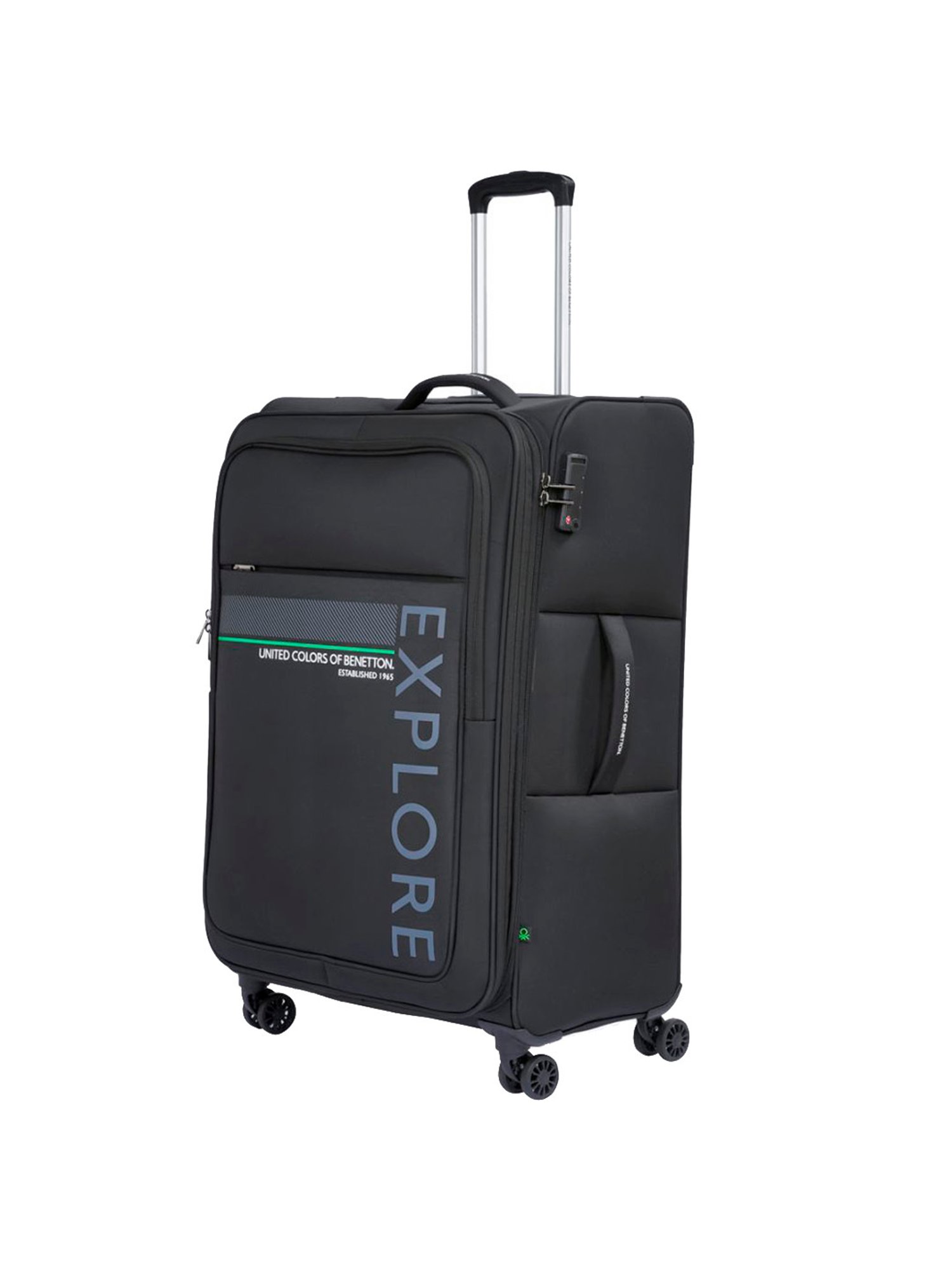 United Colors of Benetton Garret Black Printed Soft Large Trolley Bag -78 Cms