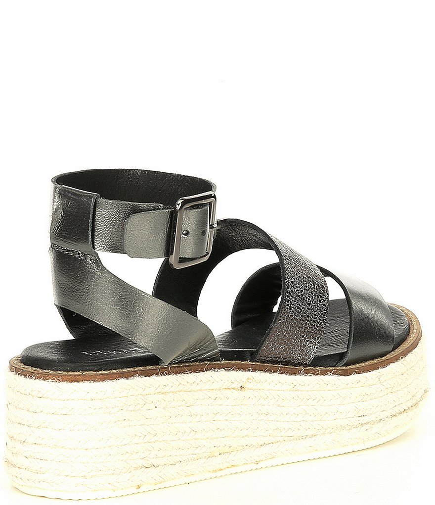 Diba True Day Line Leather Ankle Strap Espadrille Wedges