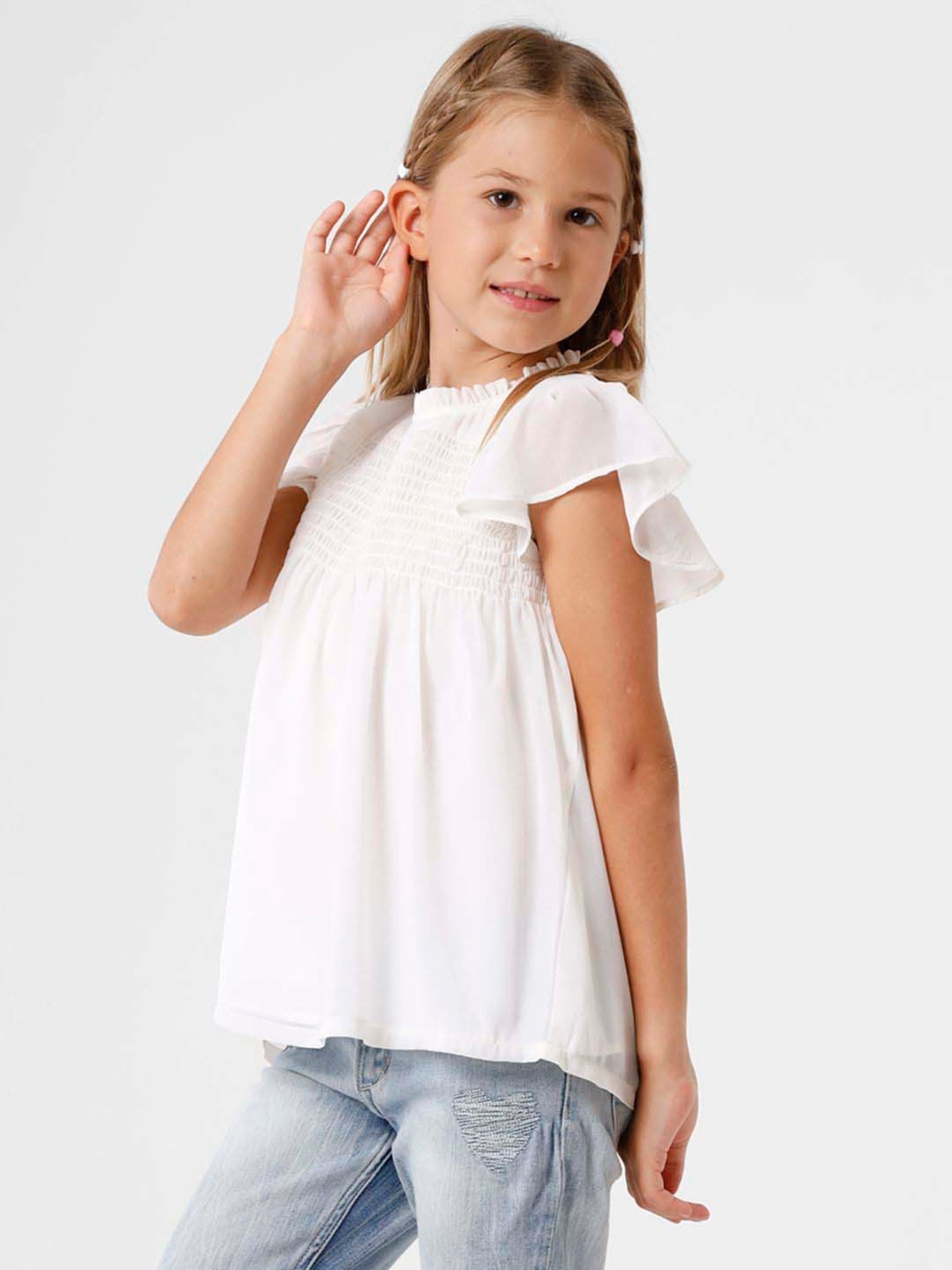 Kate & Oscar Kids White Regular Fit Top