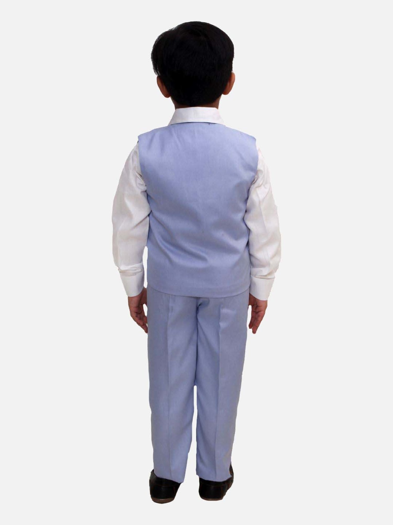 Fourfolds Boys Blue Solid Full Sleeves Clothing Set