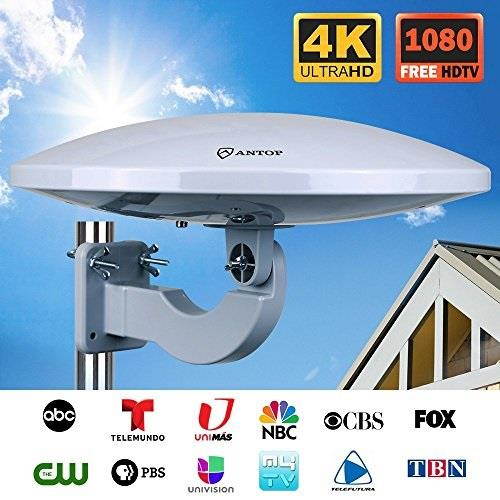 outdoor tv antenna,antop ufo amplified attic hdtv antenna,65 mile long range omni-directional reception for 1080p 4k free tv ch