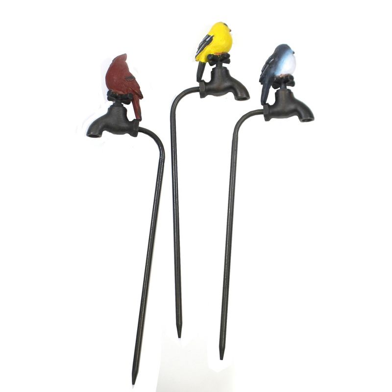 Home & Garden 17.0" Summer Birds Planter Pokes Set/3 Yard Decor Pick Stake Cardinal Direct Designs International  -  Decorative Garden Stakes