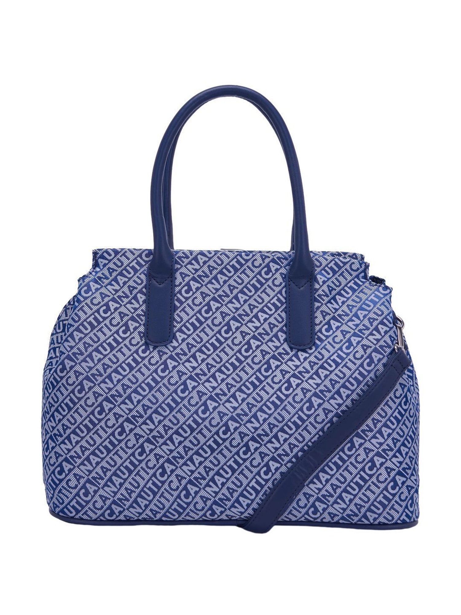 Nautica Navy Blue Printed Medium Tote Handbag