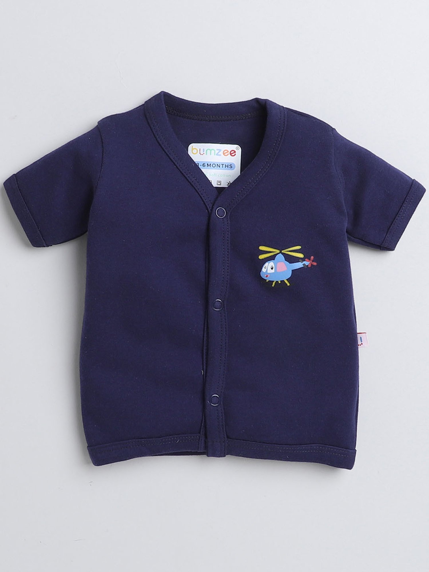 Bumzee Kids Navy & White Printed Jhablas (Pack Of 3)