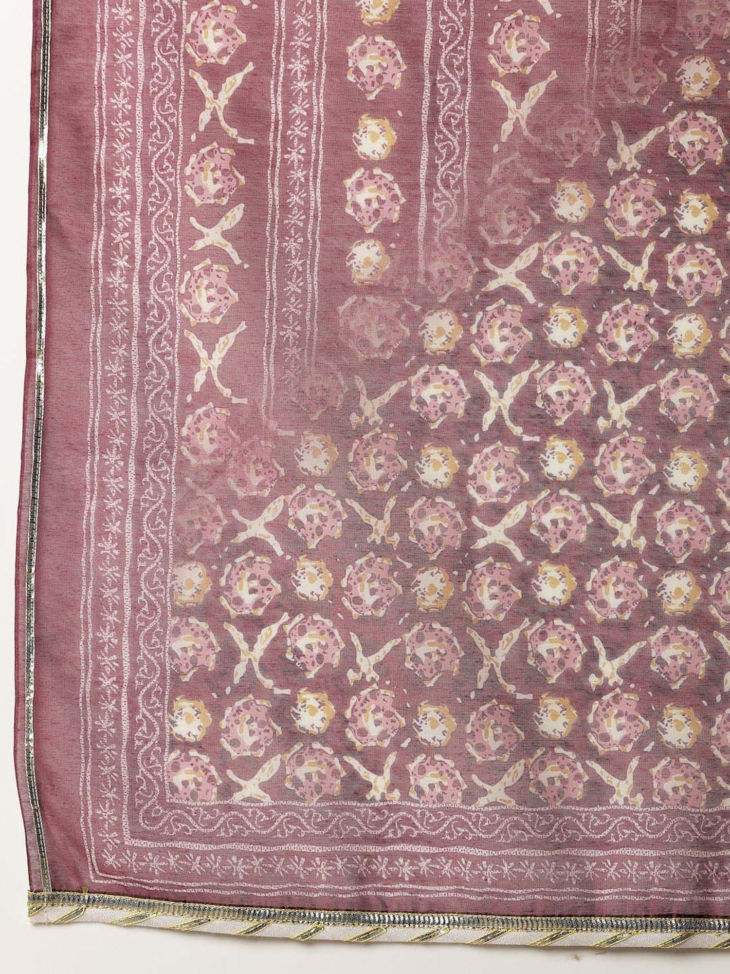 Stylum Purple Printed Kurta Pant Set With Dupatta