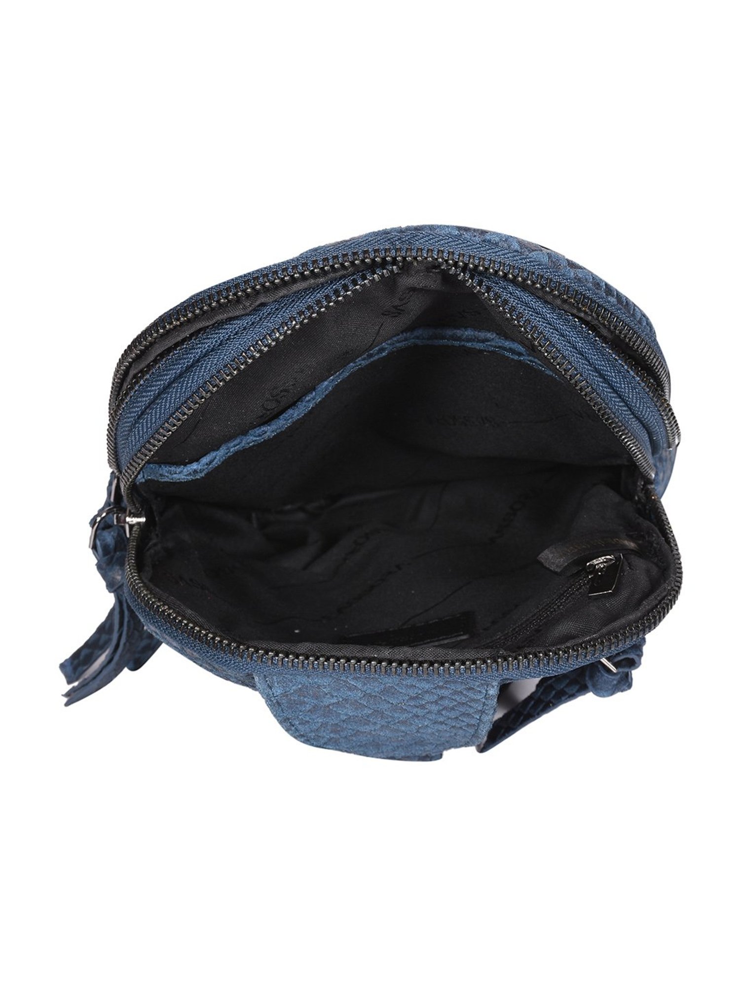 SASSORA Navy ROSA Animal Effect Small Leather Backpack