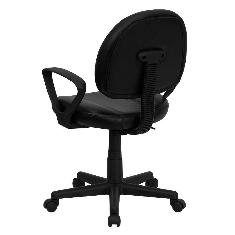 Mid-Back Black Leather Ergonomic Swivel Task Chair with Arms - Belnick
