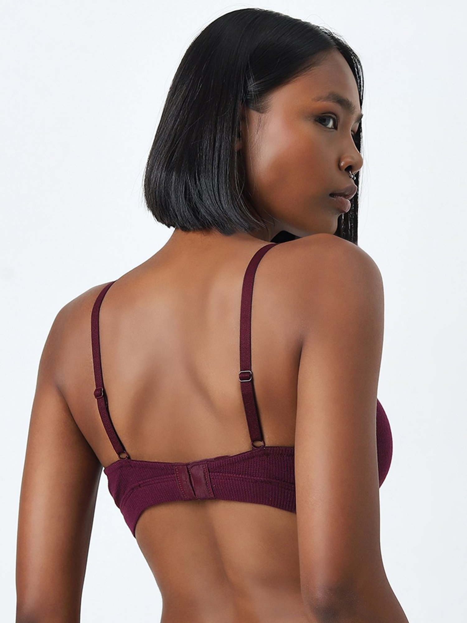 Superstar by Westside Purple Waffle Textured Padded Cotton Bra