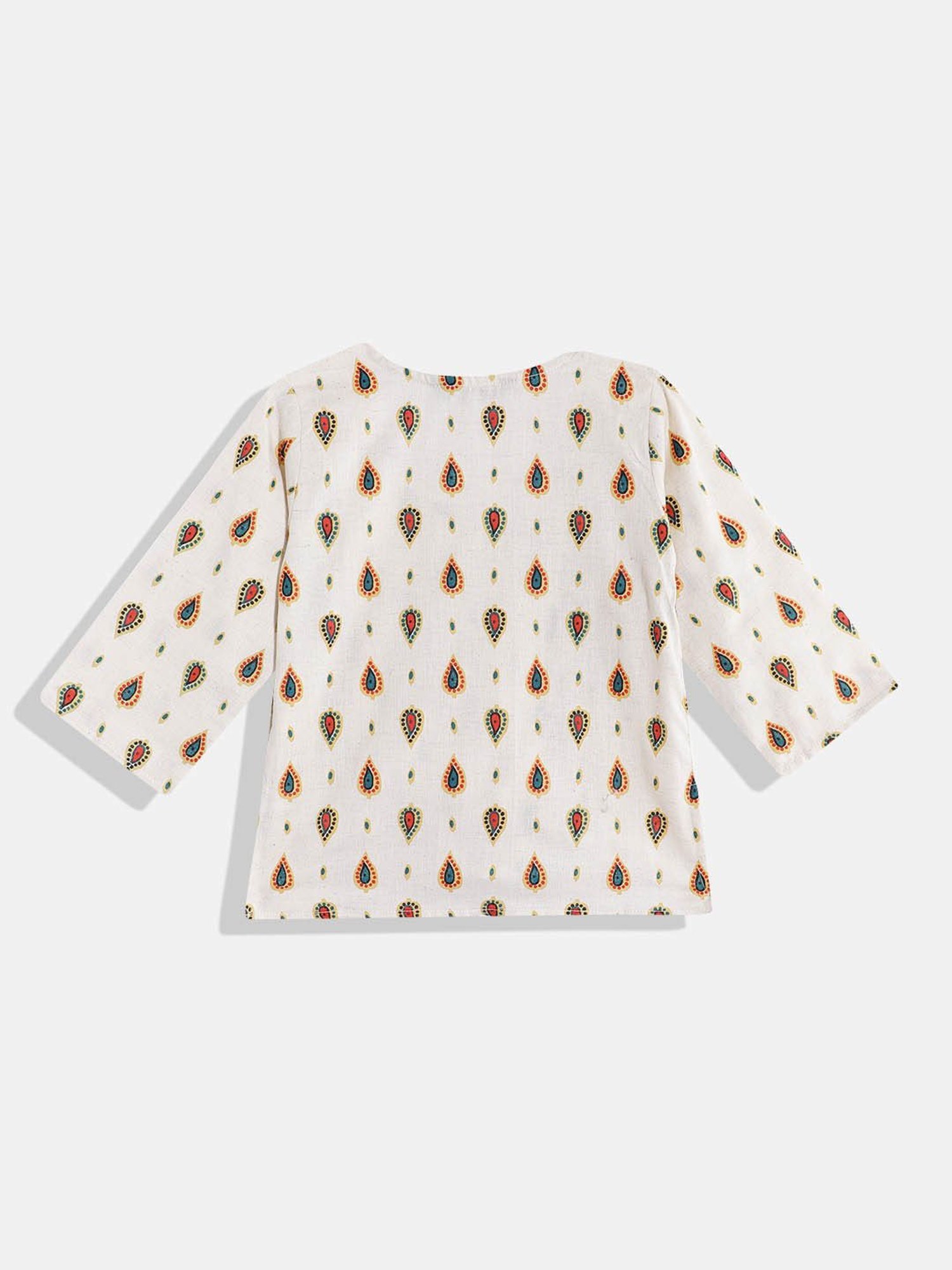 READIPRINT FASHIONS Kids Cream Printed Full Sleeves Kurta with Dhoti