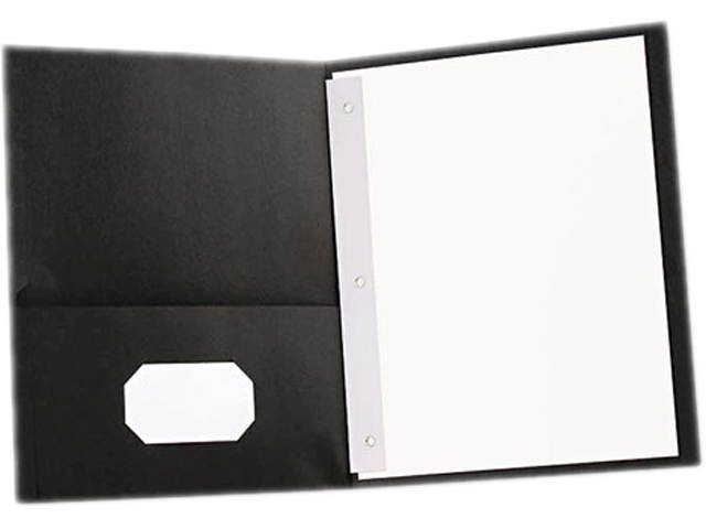 Two-Pocket Portfolios W/Tang Fasteners, 11 X 8-1/2, Black, 25/Box