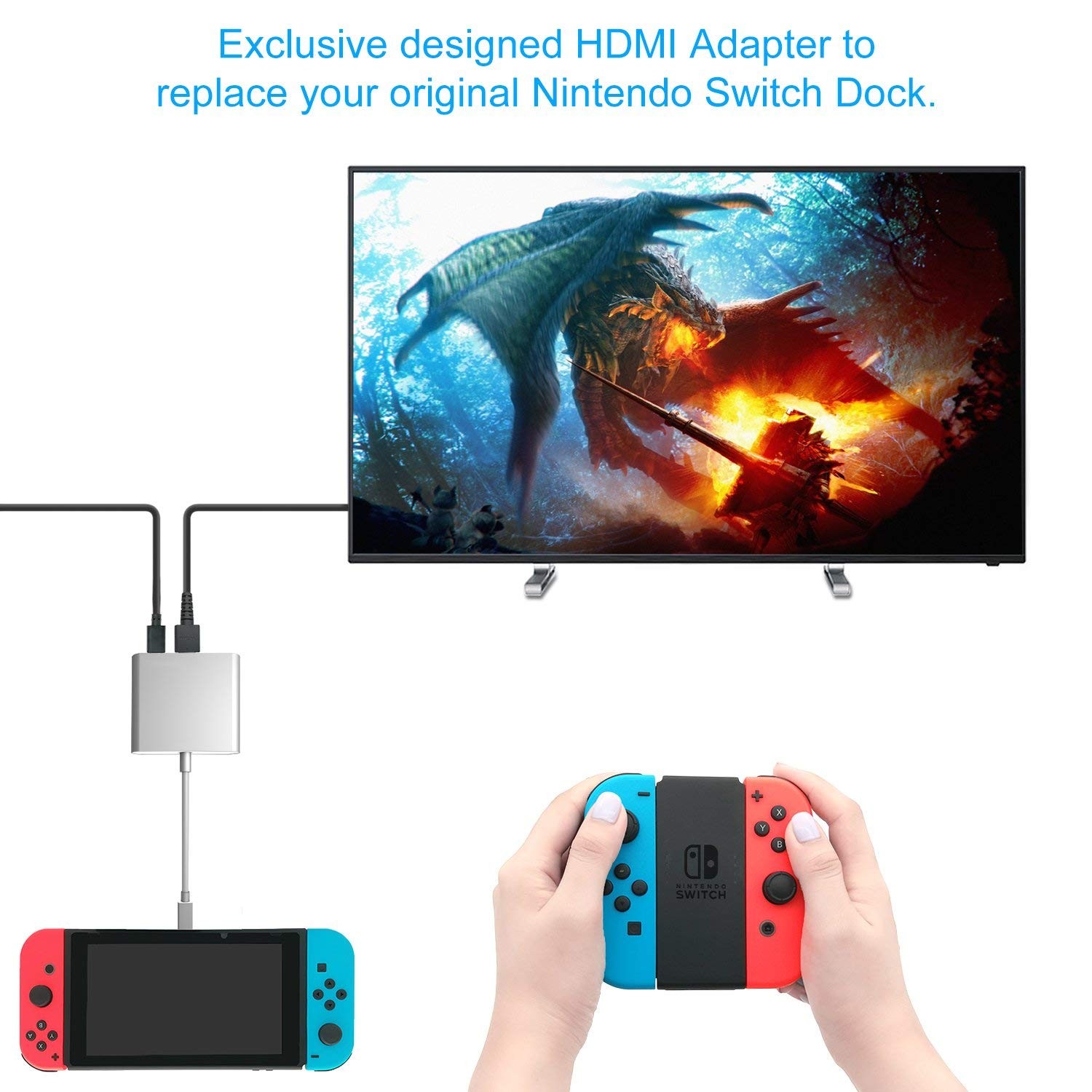 Werleo HDMI Type C Hub Adapter for Nintendo Switch 4K USB C HDMI Converter Dock Cable for Nintendo Switch Support MacBook Pro Samsung Galaxy S8 Plus Google Pixel Black