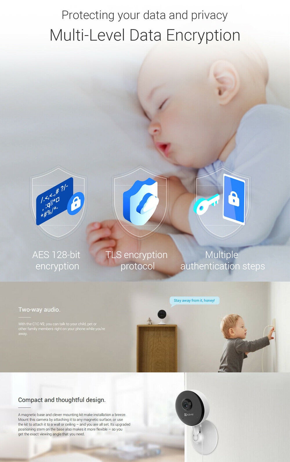 2x Security Camera WIFI 1080P Night Vision 2-Way Audio C1C-V2 H.265