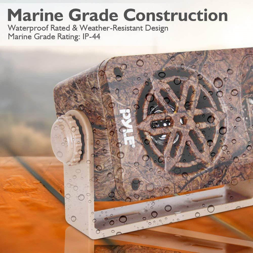 Dual Waterproof Outdoor Speaker System - 3.5 Inch Pair 3-Way Weatherproof Wall/Ceiling Mounted Camo Style Mini Dual Speakers w/Heavy Duty Grill, Universal Mount, Patio, Indoor Use - Pyle PLMR24DK