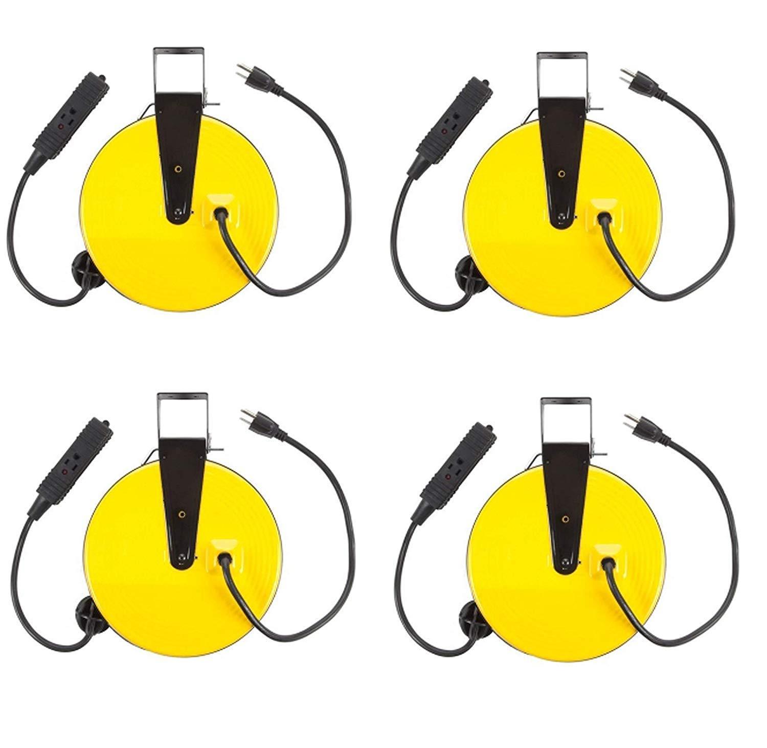 Bayco SL-800 Retractable Metal Cord Reel with 3 Outlets - 30 Foot