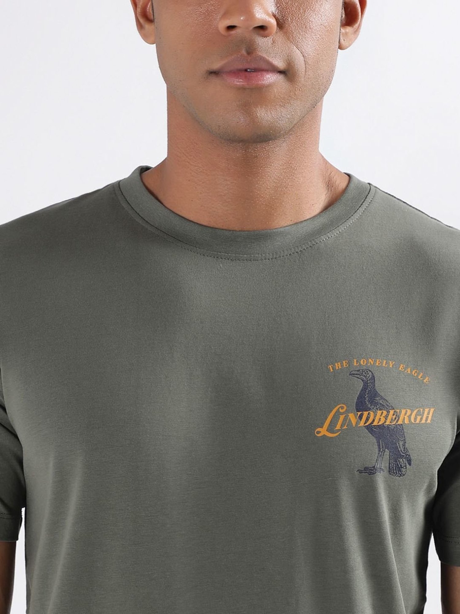 Lindbergh Green Cotton Regular Fit T-Shirt