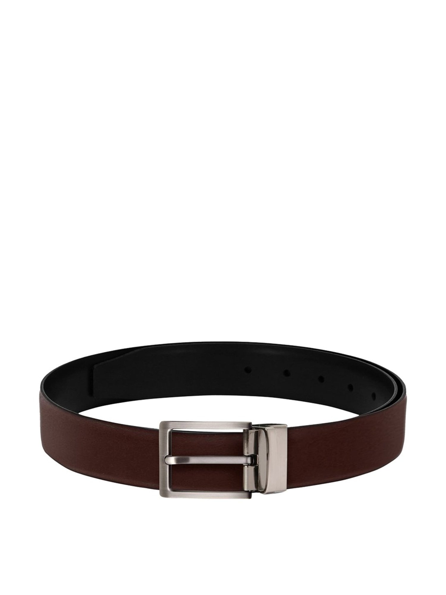 SCHARF Dark Brown Leather Reversible Belt With Wallet for Men