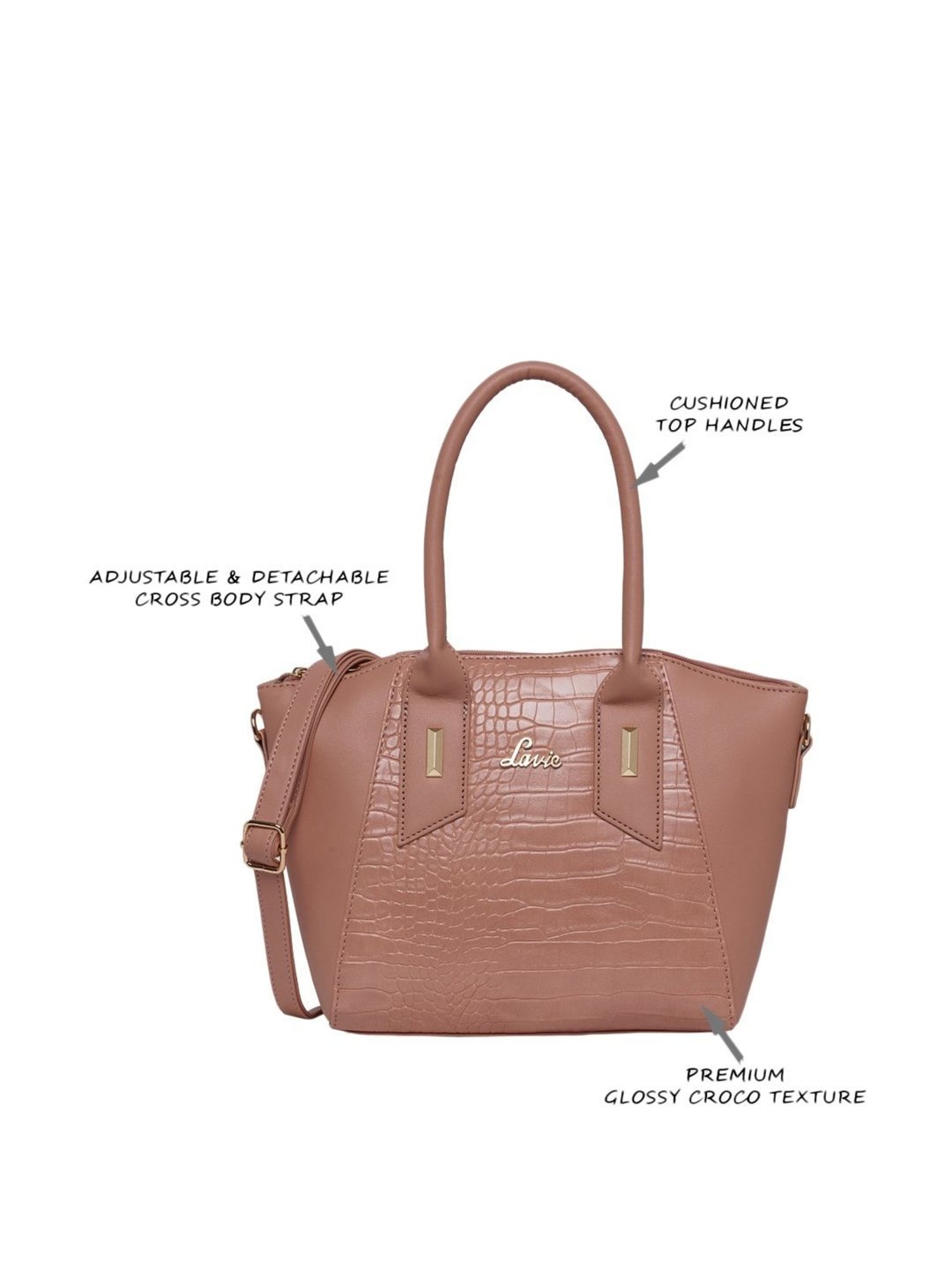 Lavie Peach Textured Medium Handbag