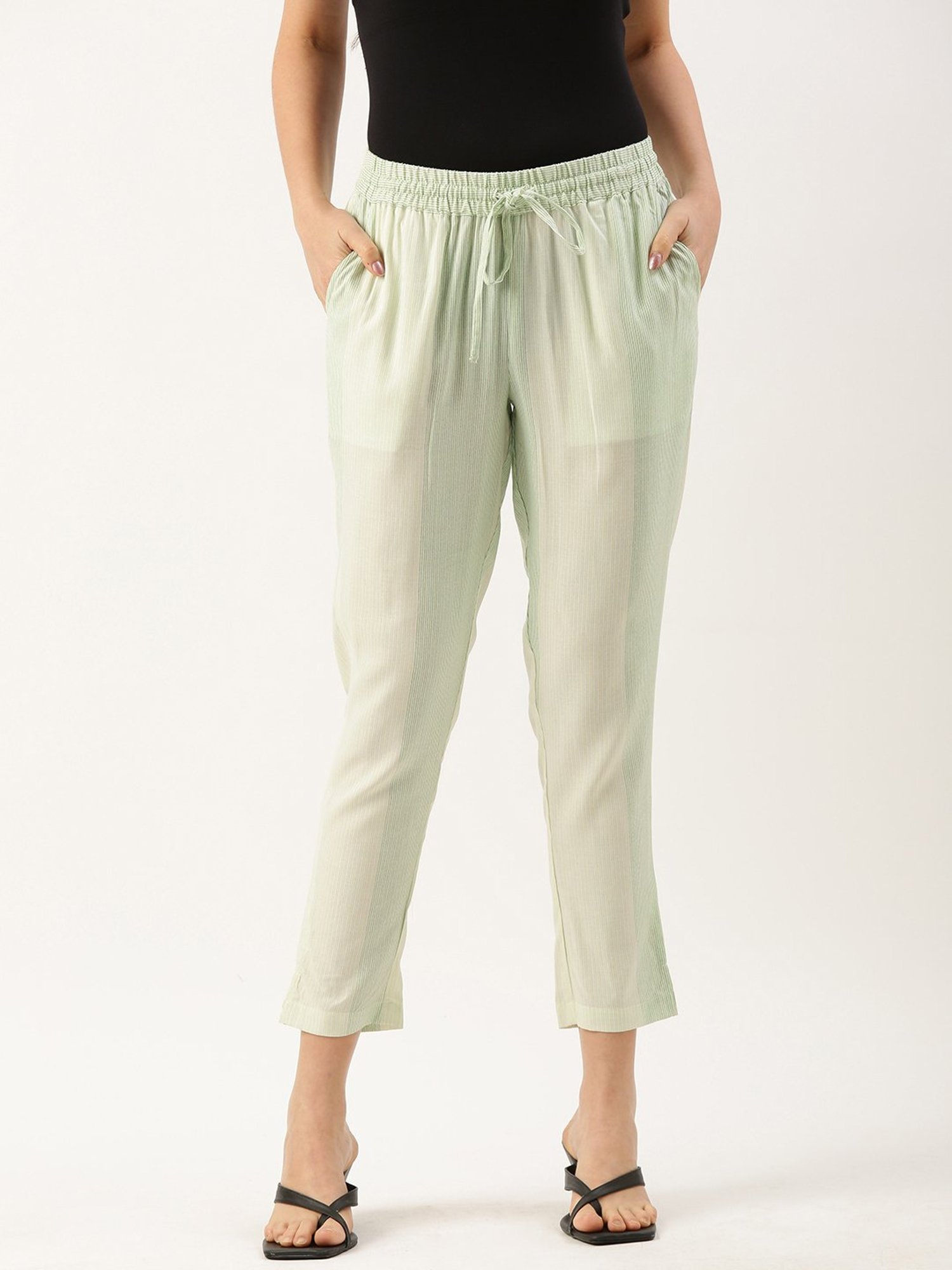 Amukti Green Striped Pants