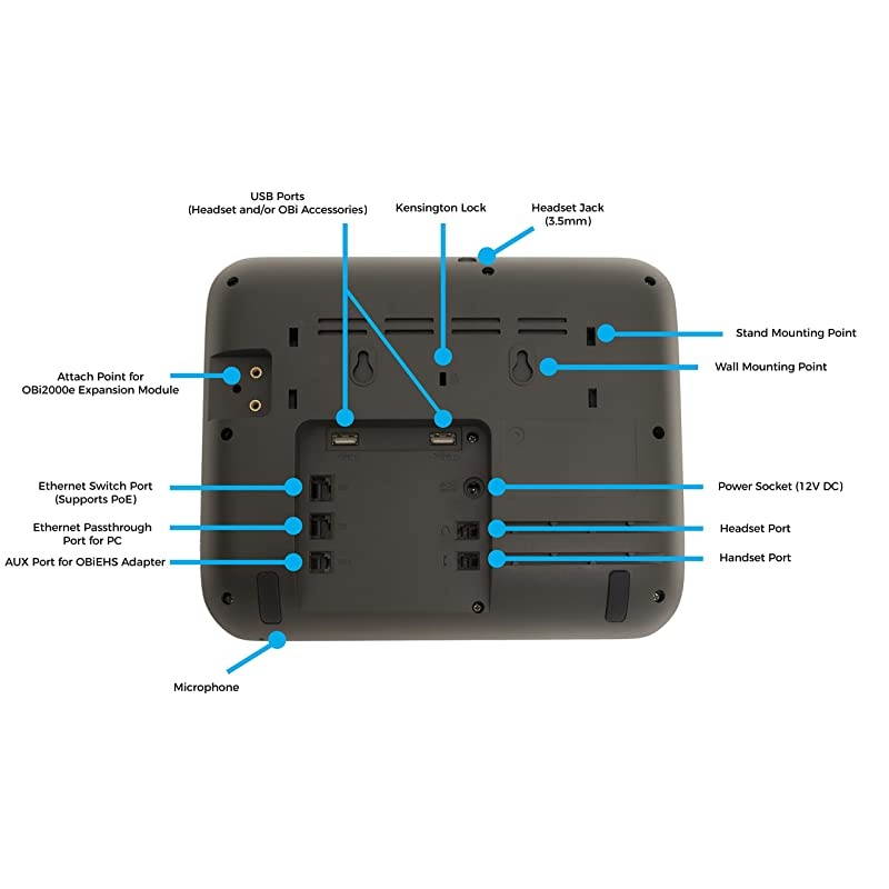 WiFi VOIP Phone with Power Adapter - 12-Line Cloud-Managed Gigabit Google Voice Phone with Color Display