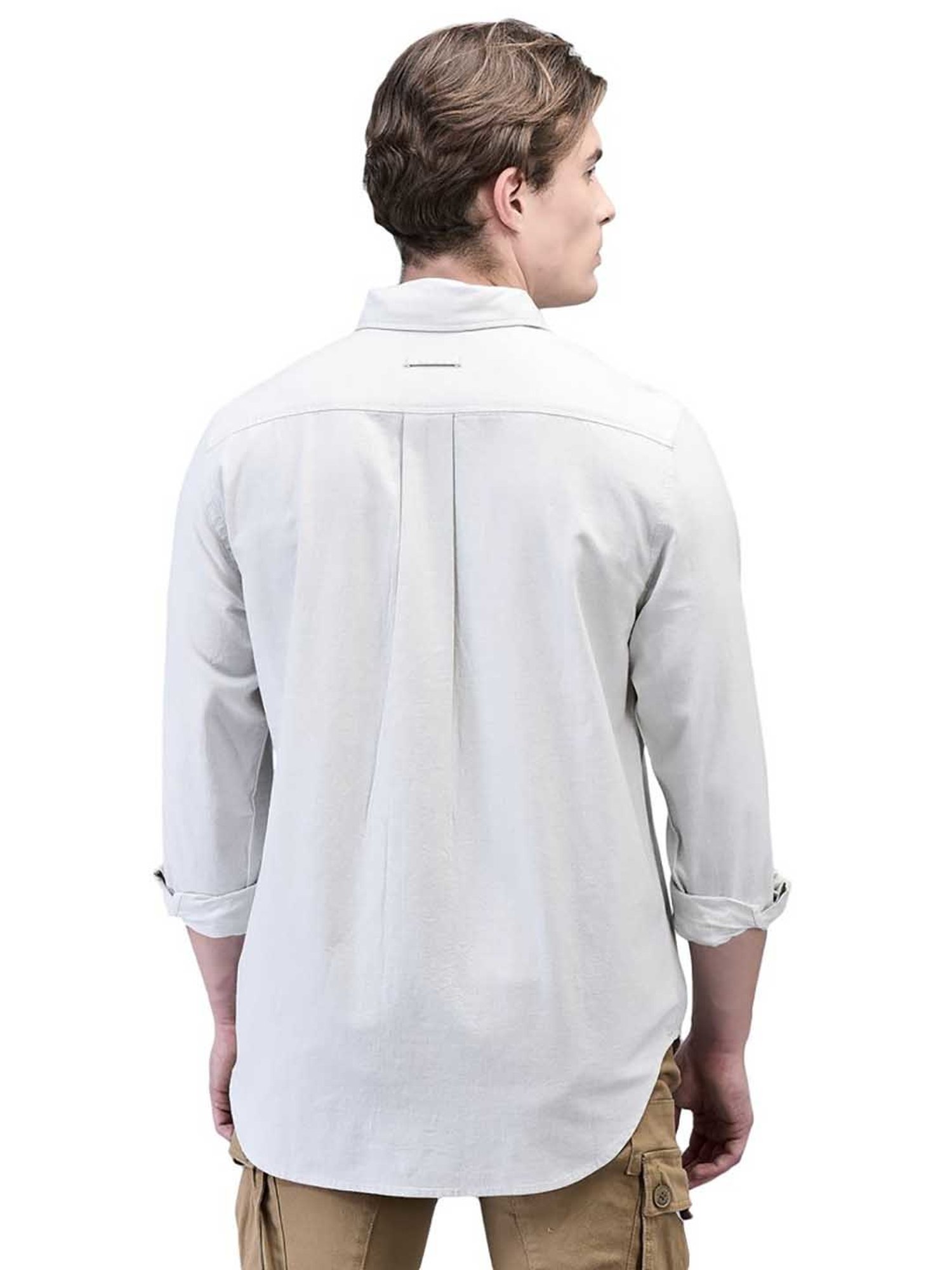 Woodland Off White Regular Fit Cotton Shirt