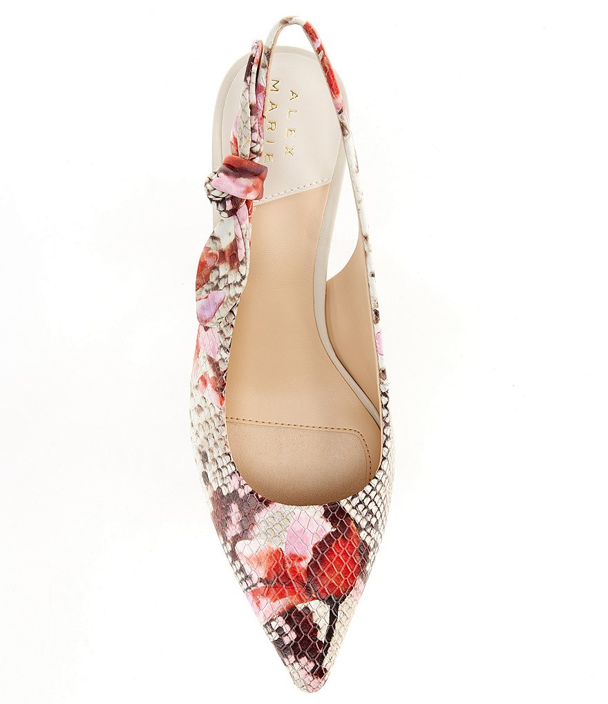 Alex Marie Aaileen Floral Snake Print Bow Slingback Pumps