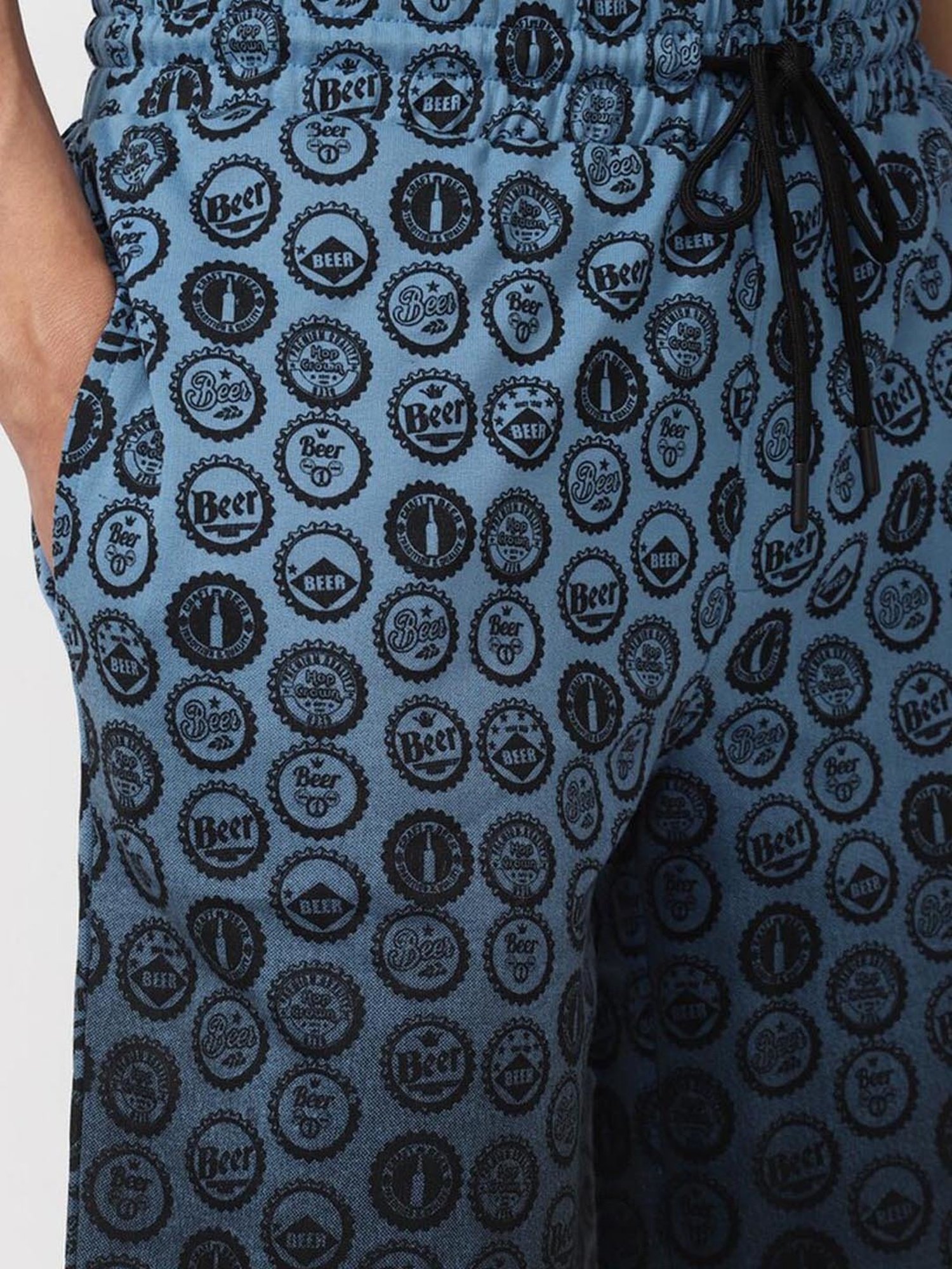 Forever21 Navy Cotton Regular Fit Printed Shorts