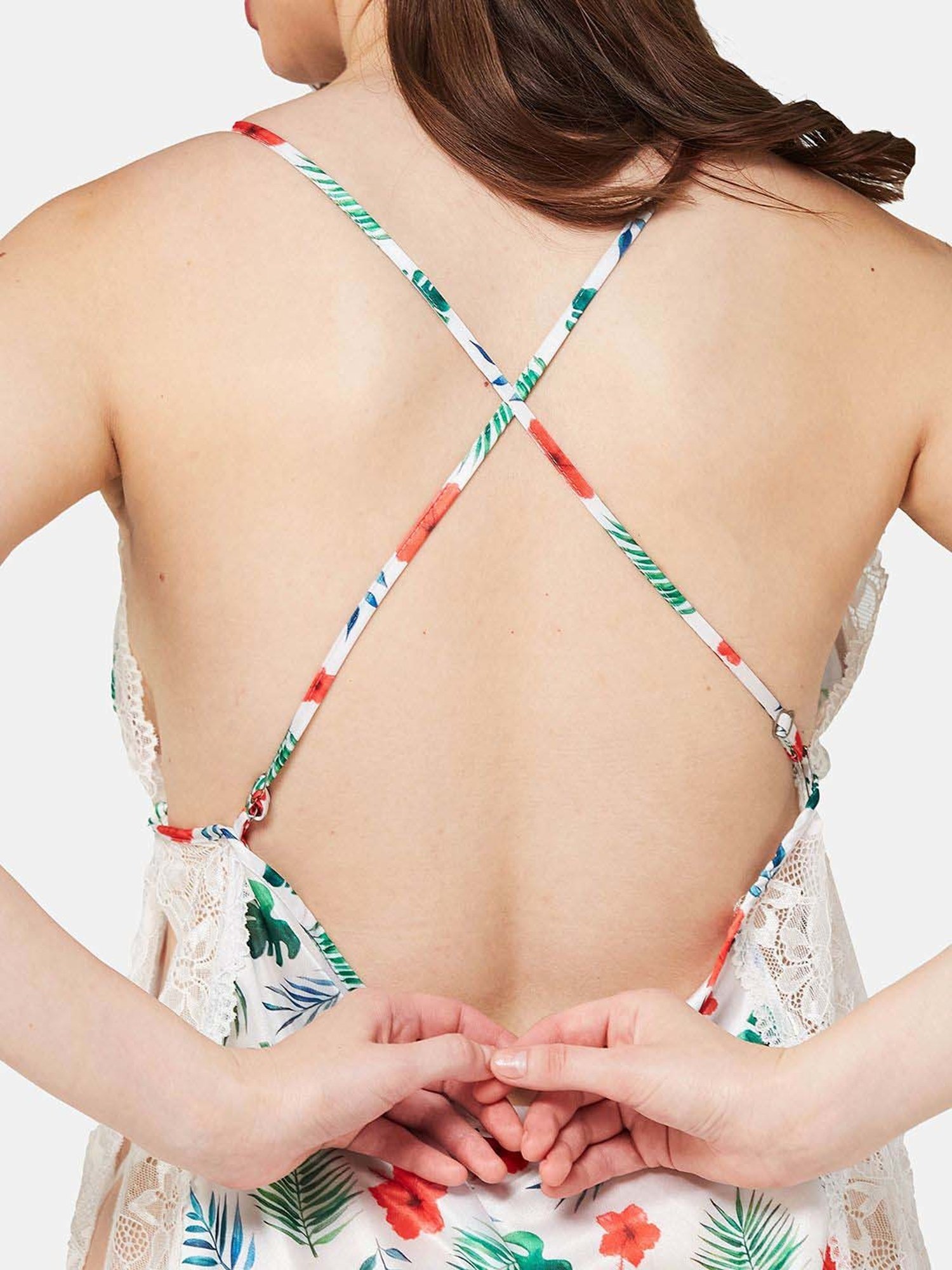 Secrets By ZeroKaata White Printed Babydoll With Panty