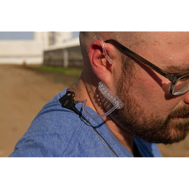 QHM01 35mm ListenONLY HeavyDuty Surveillance Earpiece Includes earmolds and Earbud with Clear Acoustic Coil Tube for TwoWay Radios Transceivers and Radio Speaker Mics Jacks