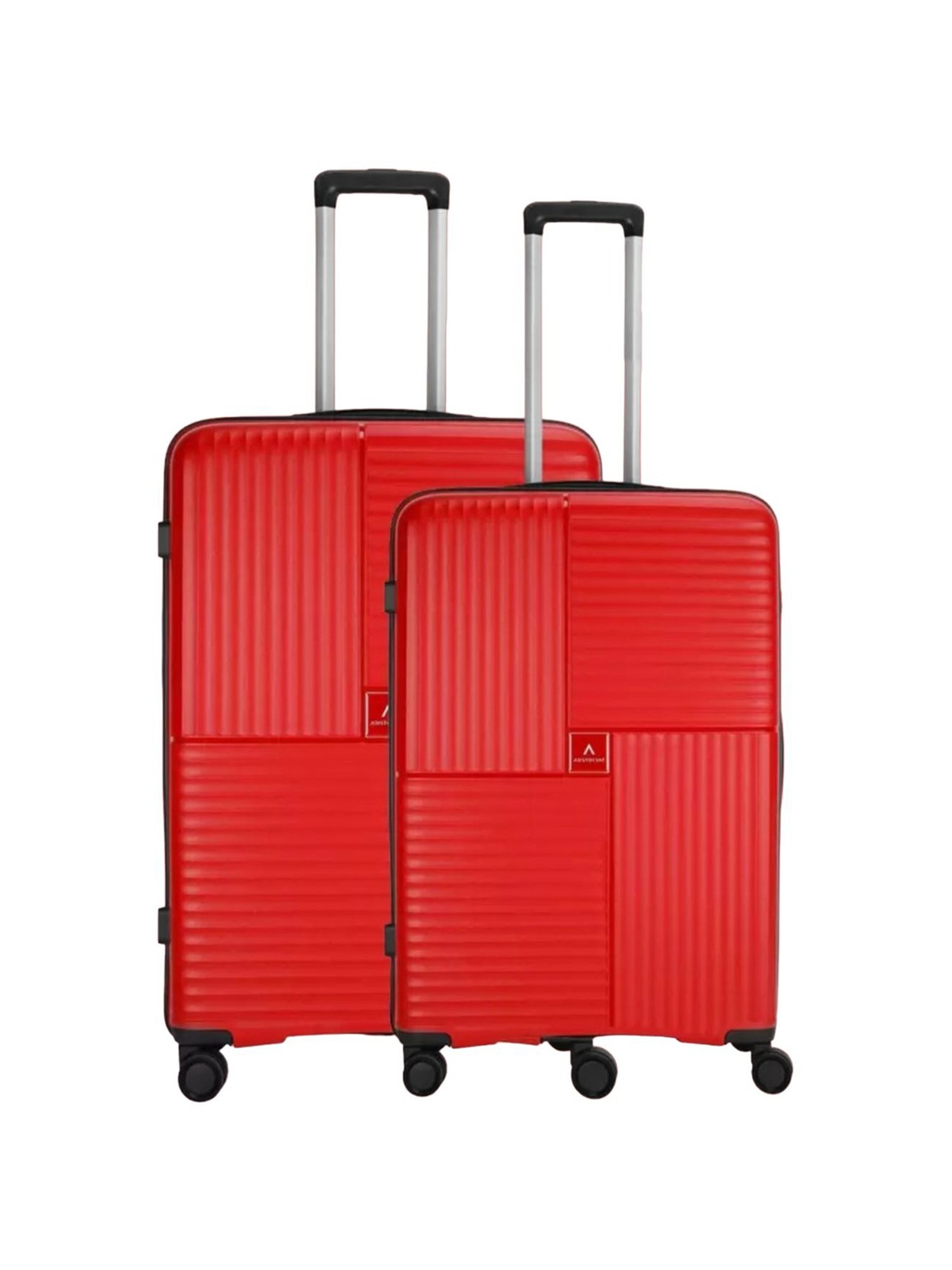 Aristocrat Alliance Red Textured Trolley Bag - Pack of 2