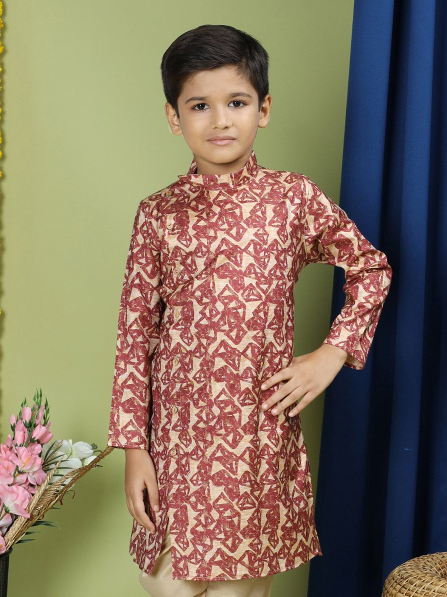 KISAH Kids Multicolor Cotton Printed Full Sleeves Kurta