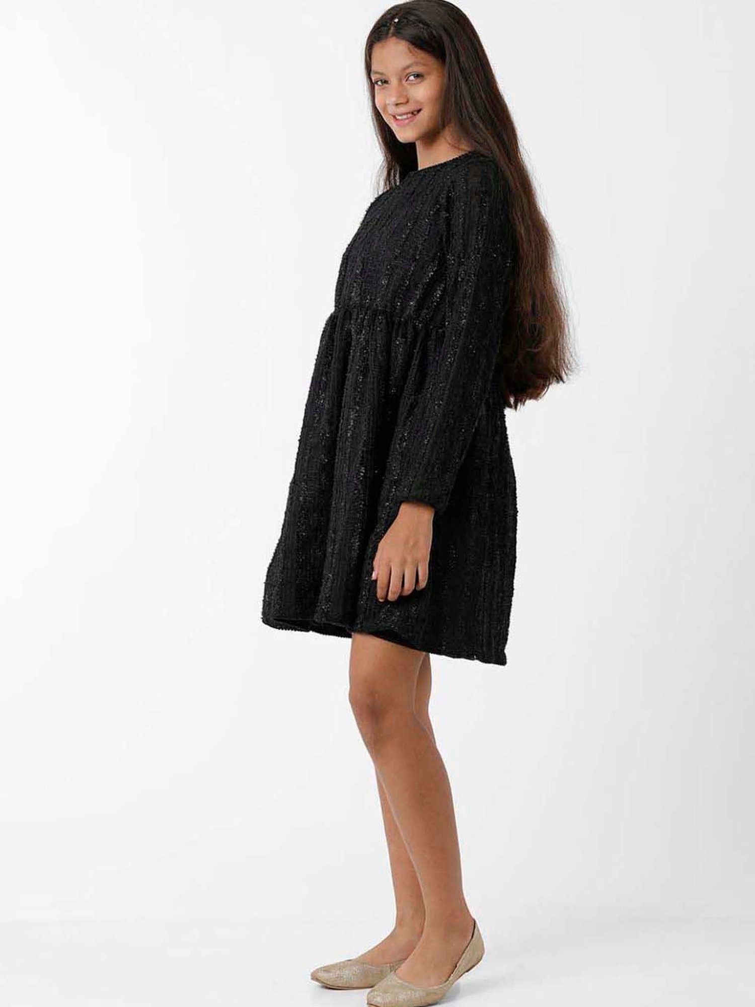 Kate & Oscar Kids Black Regular Fit Full Sleeves Dress