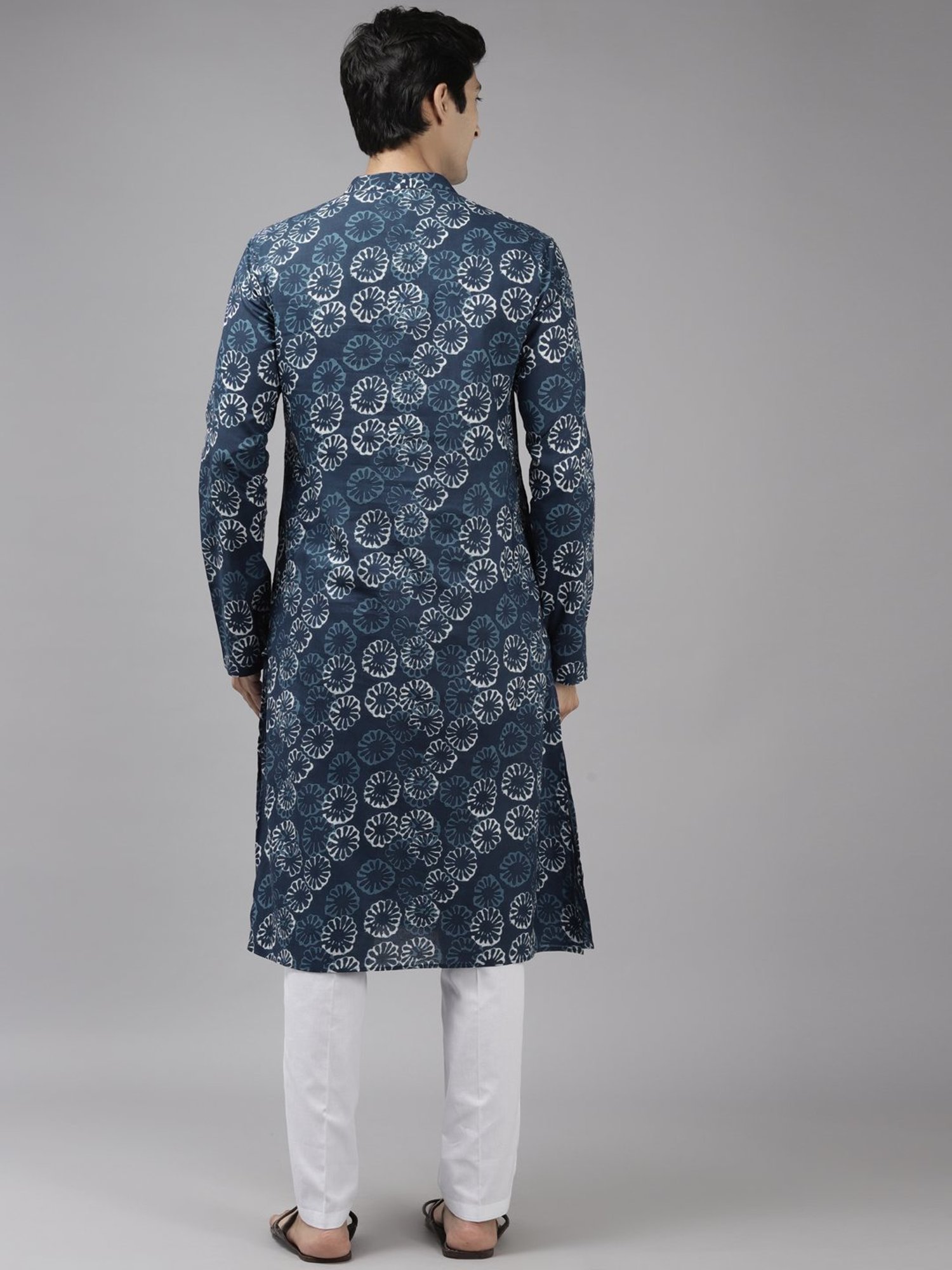 See Designs Blue & White Cotton Regular Fit Printed Kurta Bottom Set