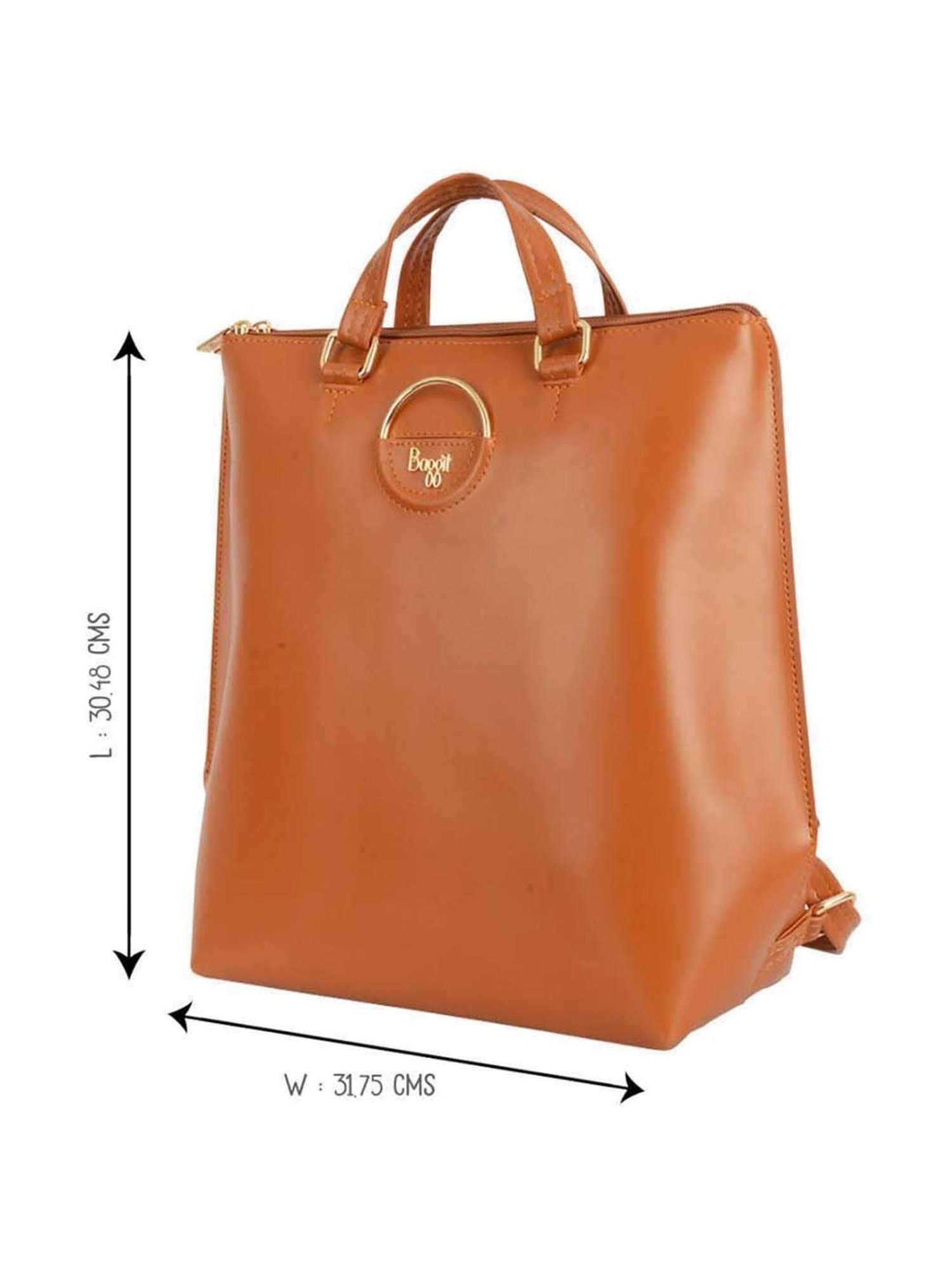 Baggit Tan Solid Medium Convertible Backpack