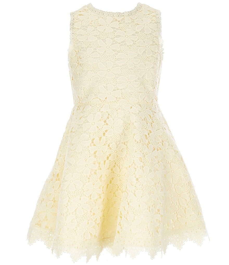 Rare Editions Big Girls 7-16 Sleeveless Crocheted-Lace Fit-And-Flare Dress