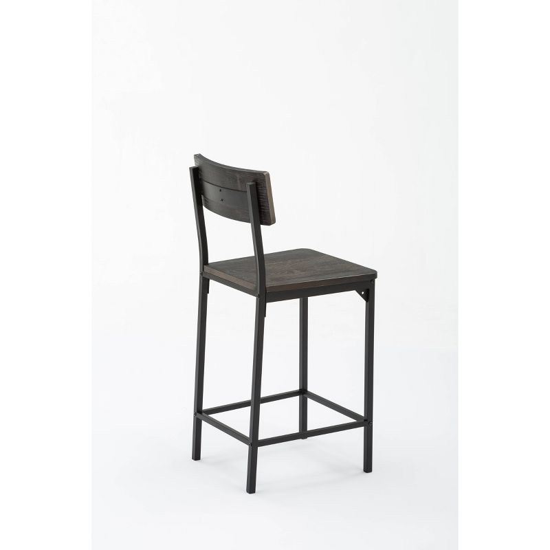 Set of 2 24" Americano Counter Height Barstool Walnut Finish Distressed Black - Boraam