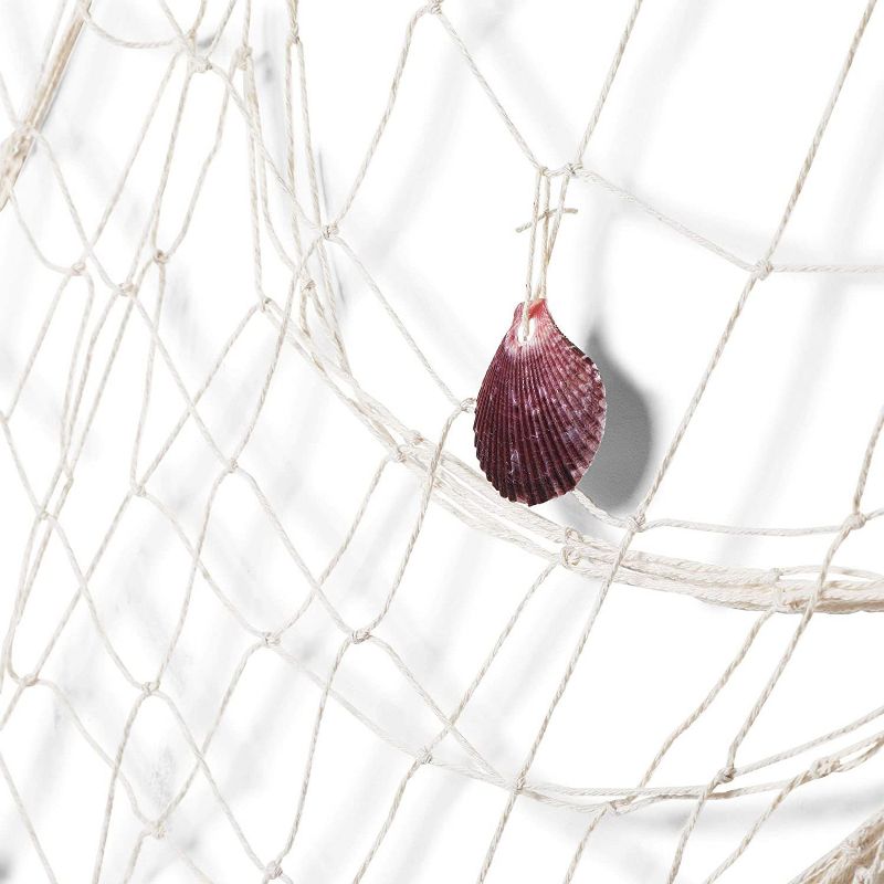 Bright Creations 77 Pieces DIY Decorative Fishing Net, 24 Sea Shells, 52 Strings, Arts and Crafts (79 x 79 in)