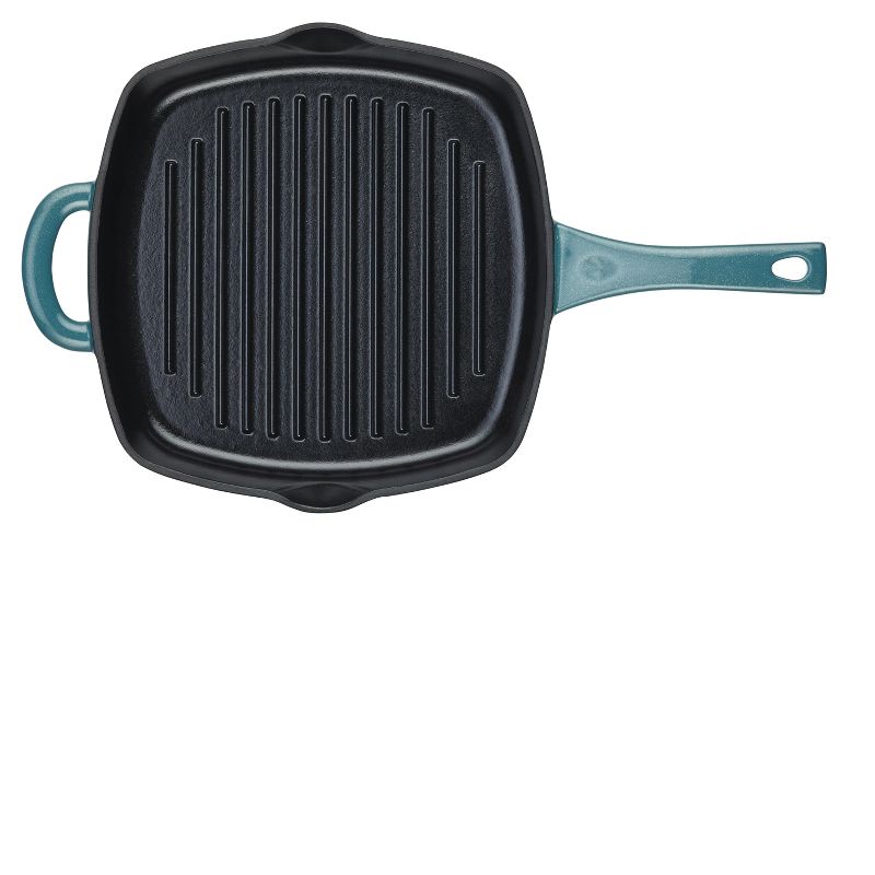 Ayesha Curry 10" Cast Iron Square Grill Pan with Pour Spouts Twilight Teal