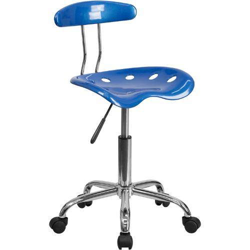 Vibrant Bright Blue and Chrome Swivel Task Chair with Tractor Seat