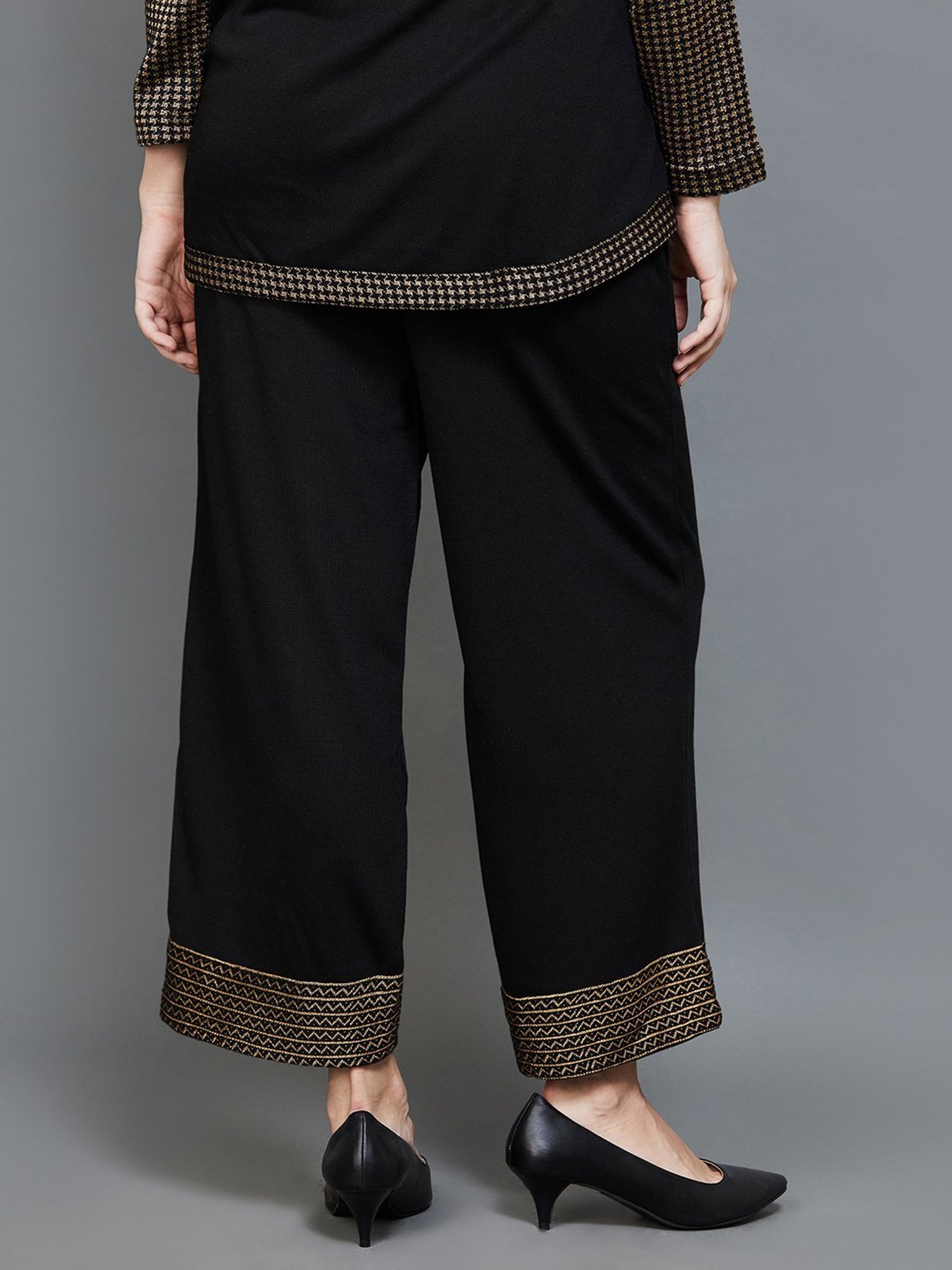 Castle Black Embroidered Palazzos