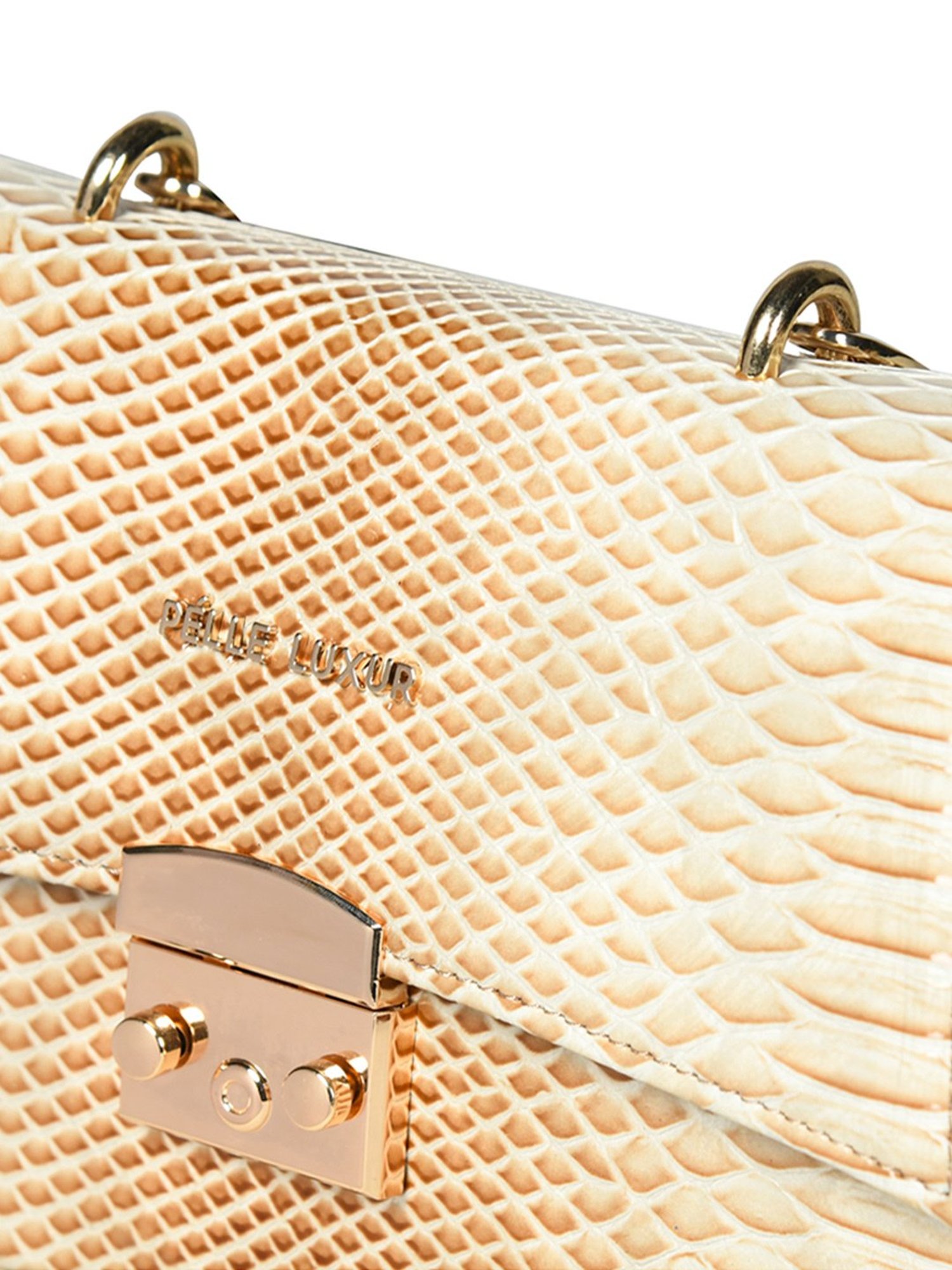 PELLE LUXUR Off White & Brown Animal Effect Small Cross Body Bag