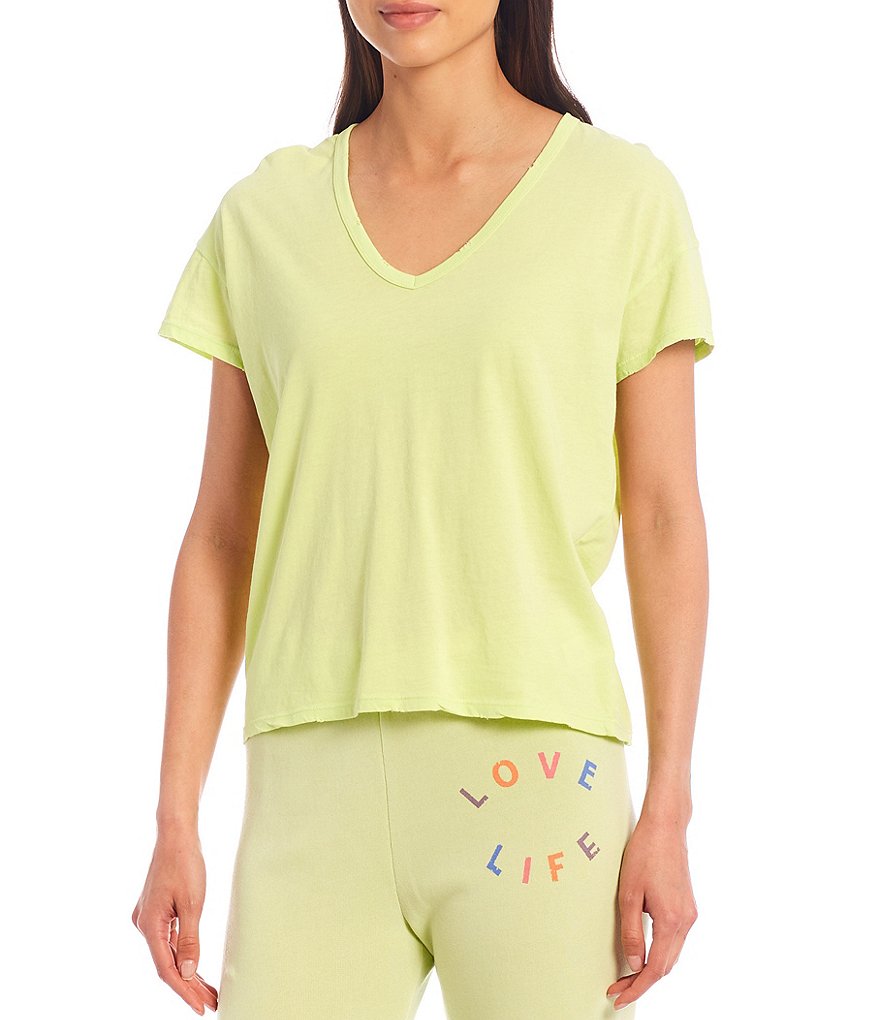 WILDFOX Knit Chrissy V-Neck Short Sleeve Coordinating Tee