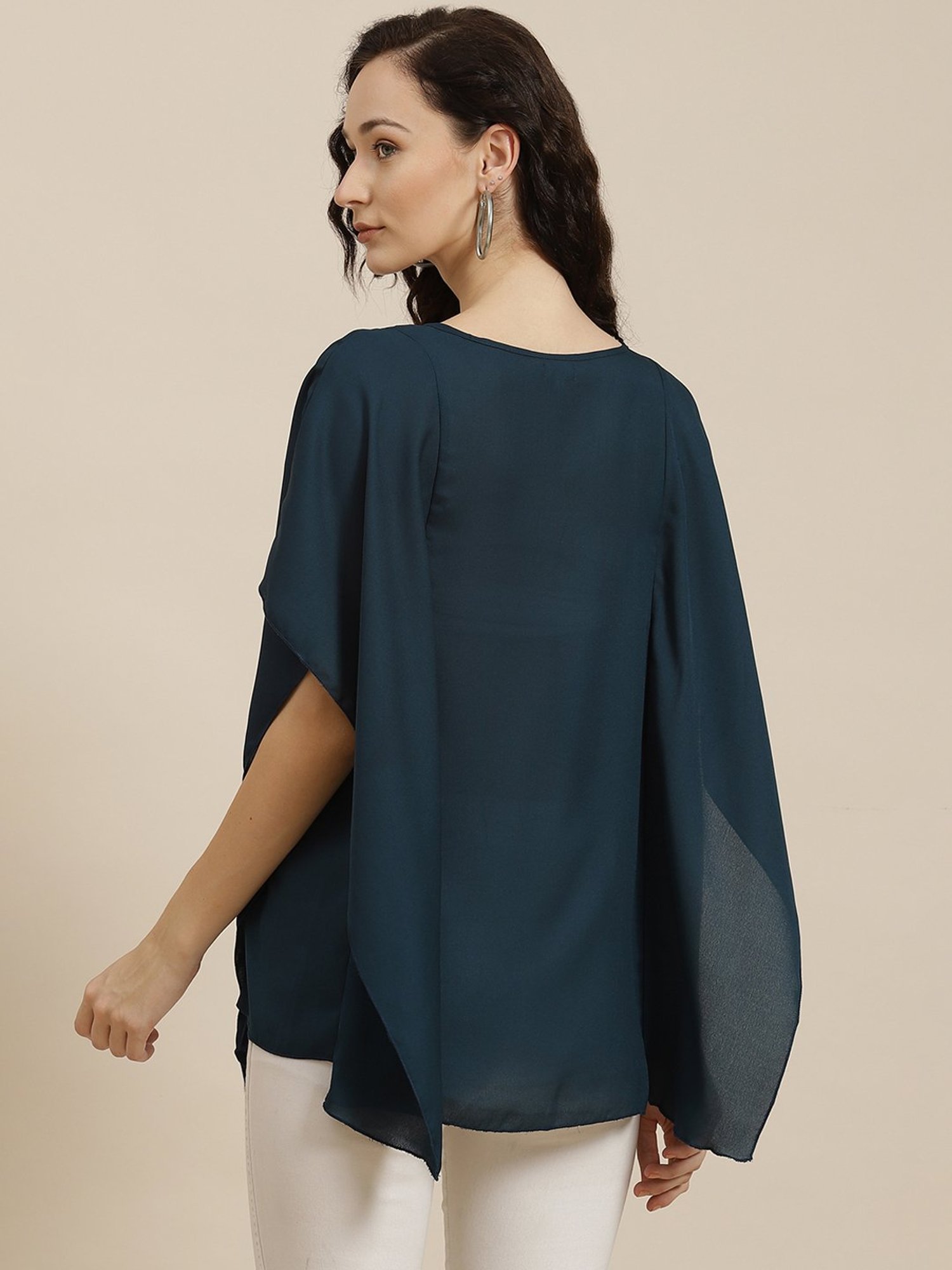 Qurvii Teal V-Neck Kaftan Top
