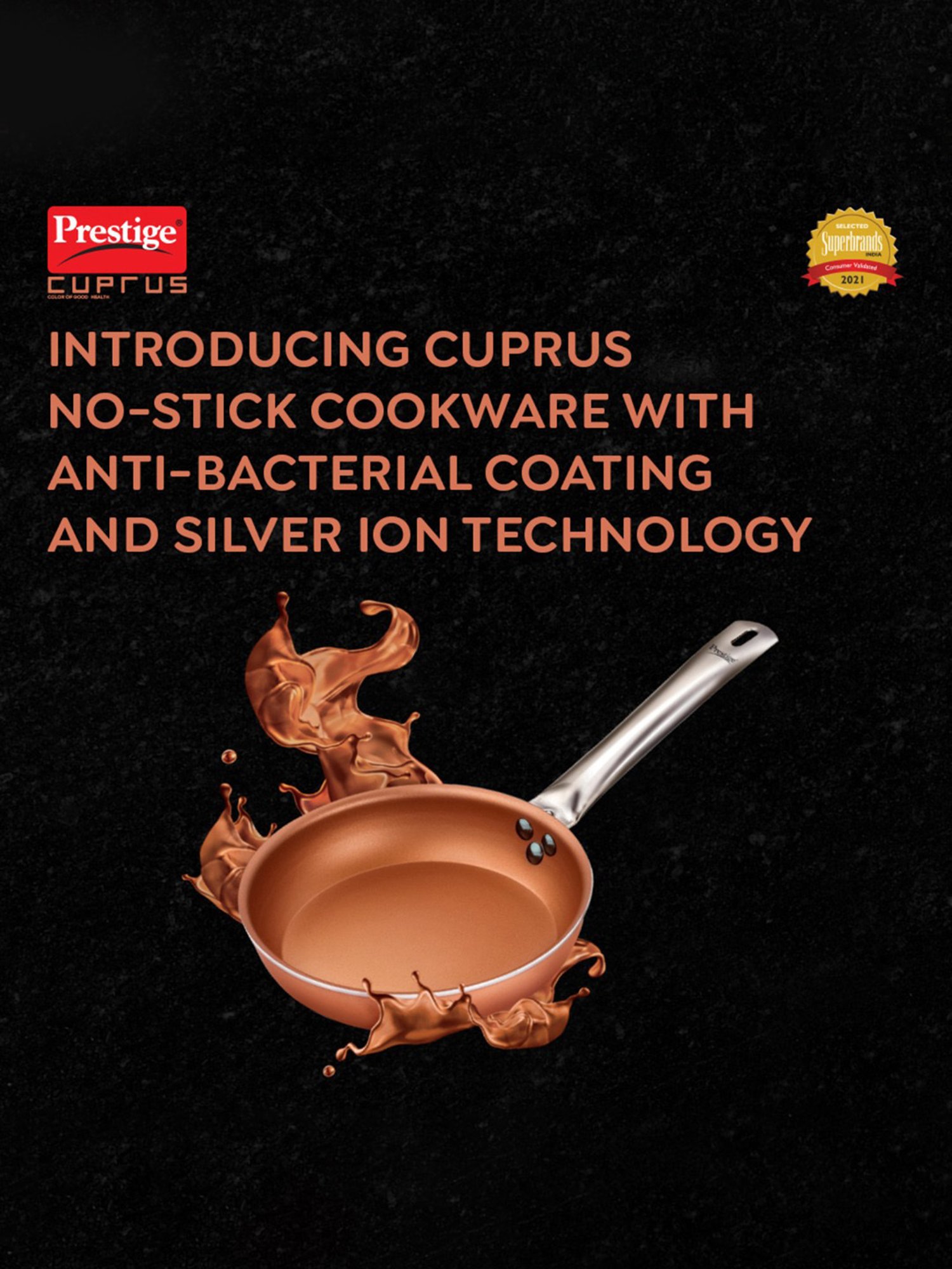 Prestige Cuprus Copper Aluminium Gas and Induction Compatible Non-Stick Fry Pan