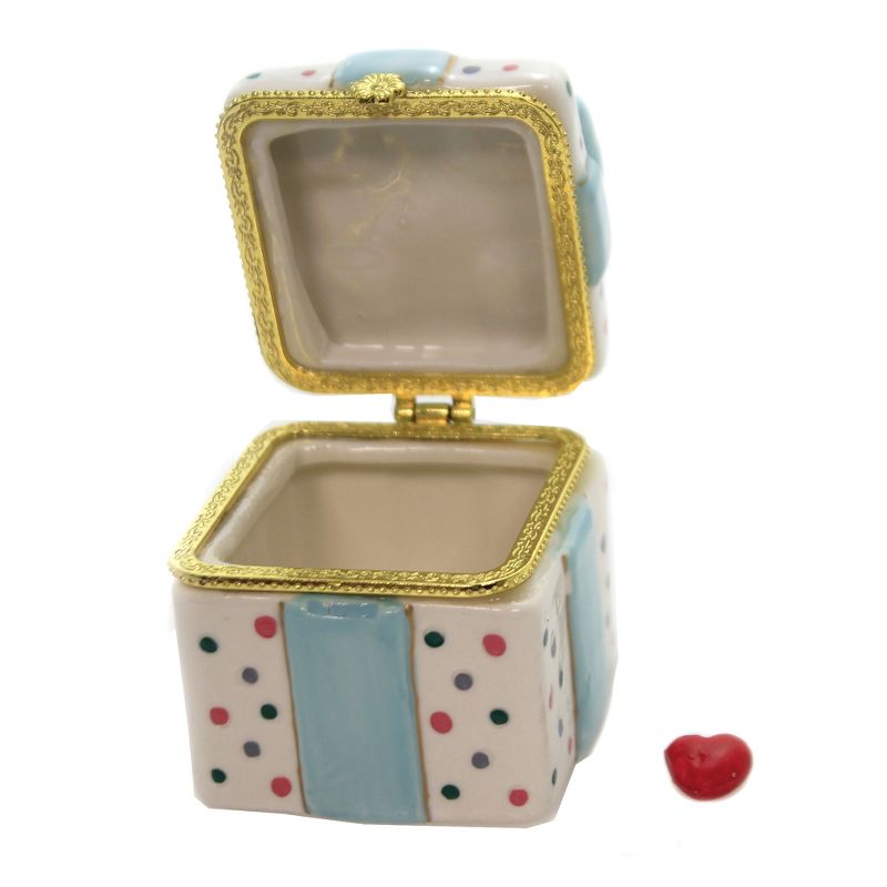Hinged Trinket Box 2.75" Gift Box With Ribbon Present Bow Heart  -  Decorative Figurines