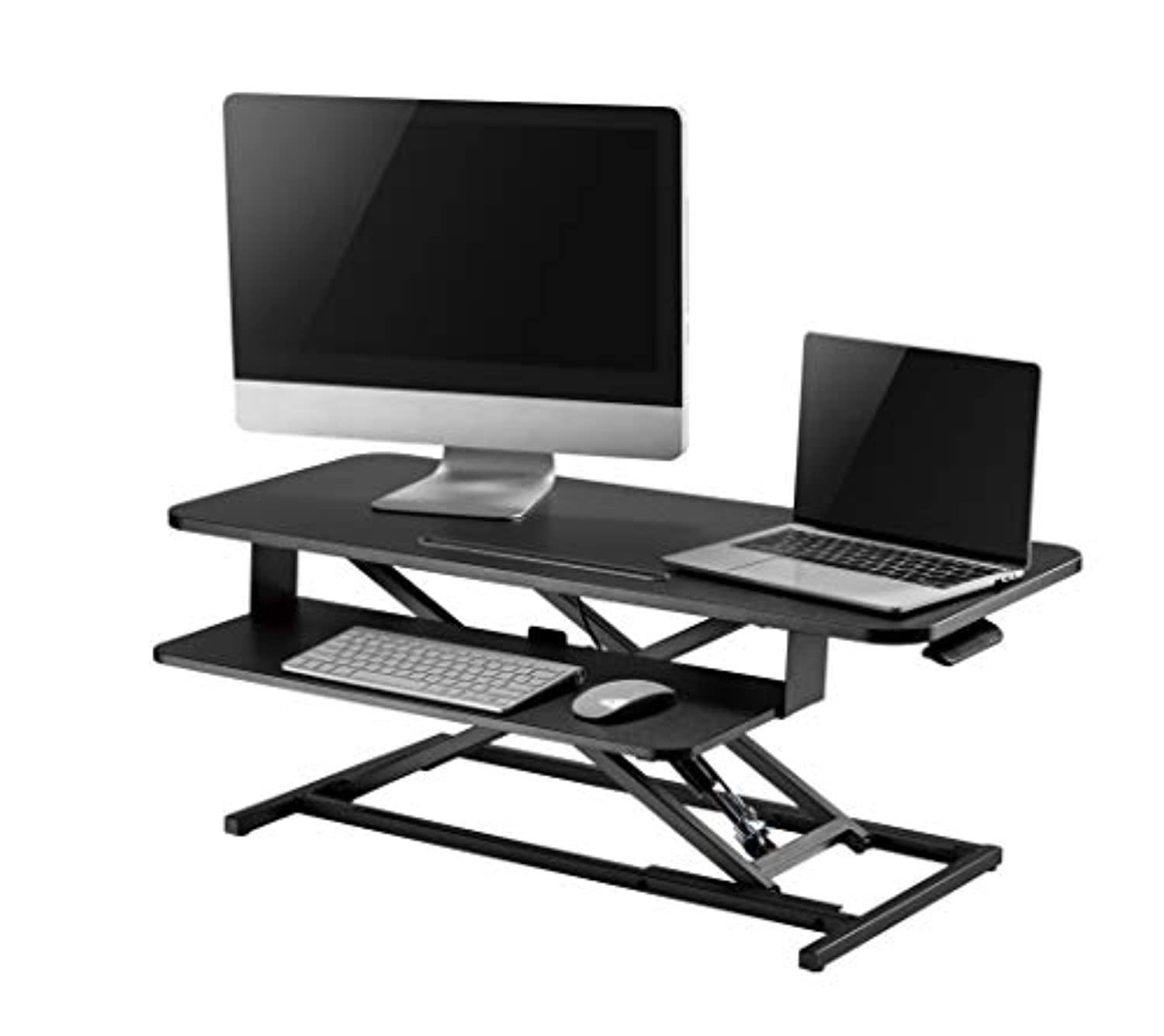 impact mounts ergonomic standing desk monitor riser height adjustable tabletop sit to stand workstation (37.4" wide workstation)