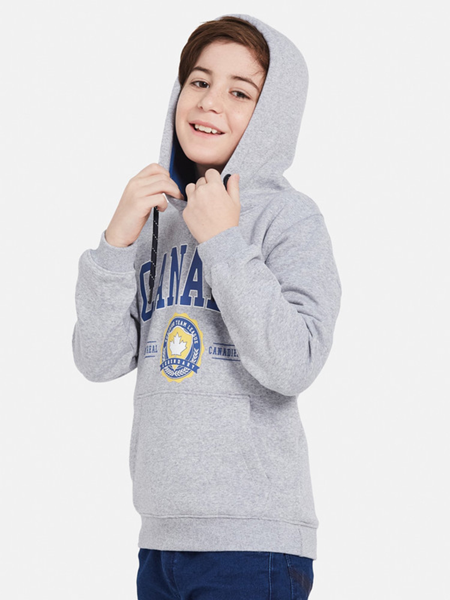 Octave Kids Grey Melange Graphic Print Full Sleeves Sweatshirt