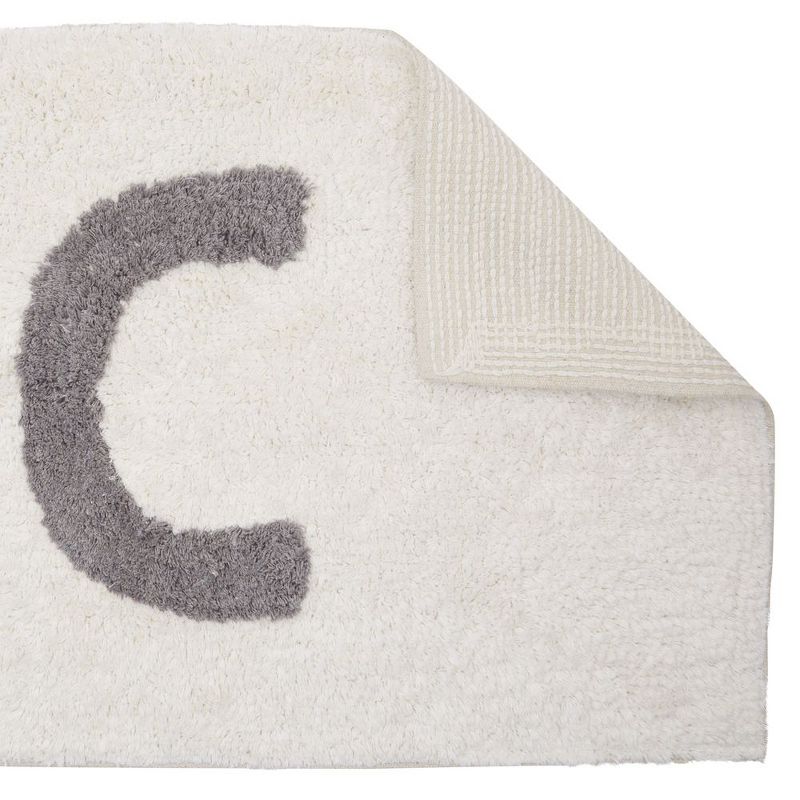 Juvale Personalized Bathroom Rugs with Letter C Initial, Cotton Bath Mat (White, 32 x 20 in)